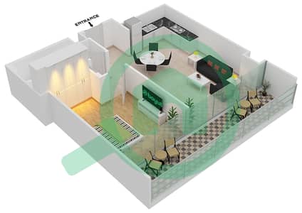 المخططات الطابقية لتصميم الوحدة 14 شقة 1 غرفة نوم - بوليفارد بوينت