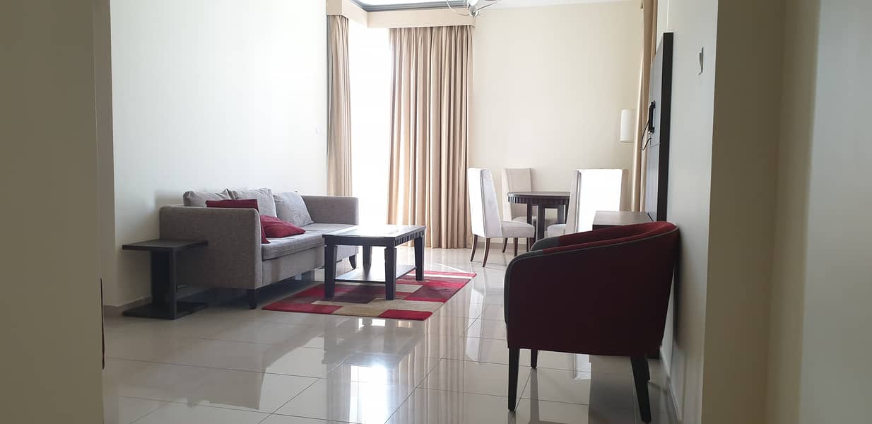 12 Cheques Fully furnished 1bhk available with balcony wardrobe + all facilities in arjan rent only AED 45k