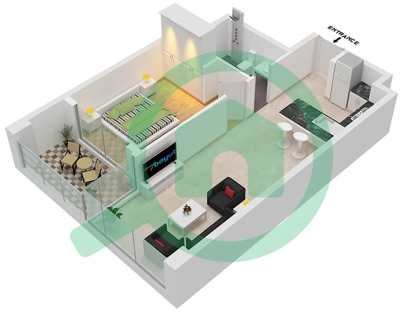 المخططات الطابقية لتصميم النموذج A. شقة 1 غرفة نوم - ماج 5 بوليفارد interactive3D