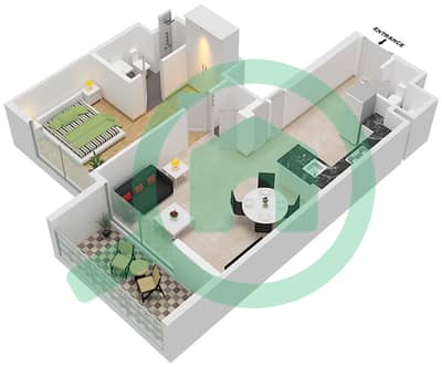 المخططات الطابقية لتصميم النموذج A FLOOR 2-12 شقة 1 غرفة نوم - ويلتون بارك ريزيدنسز
