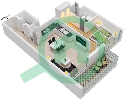 المخططات الطابقية لتصميم النموذج C FLOOR 2-12 شقة 1 غرفة نوم - ويلتون بارك ريزيدنسز