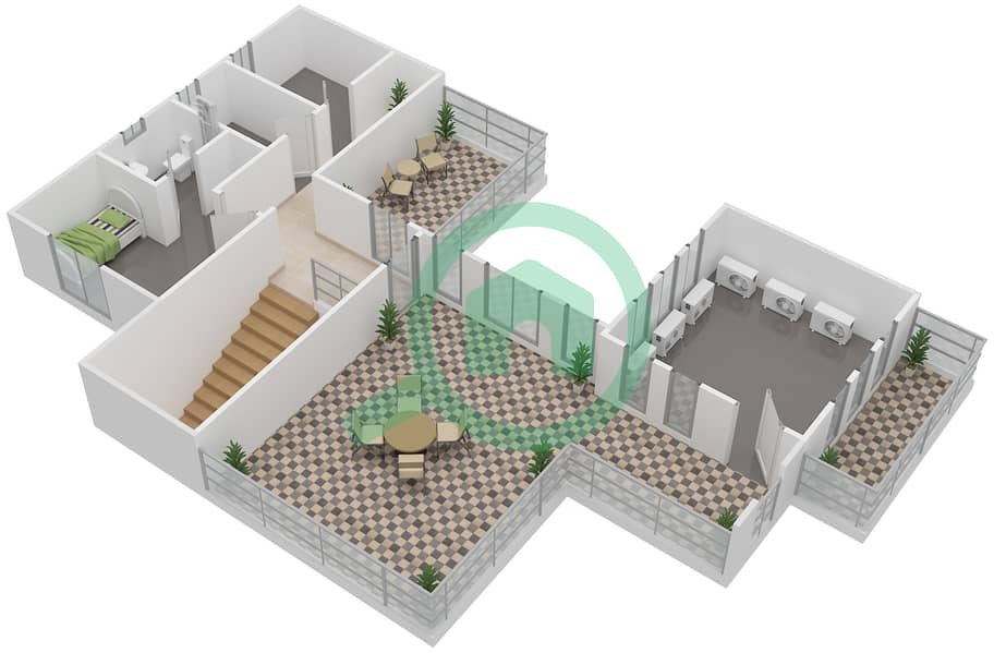 المخططات الطابقية لتصميم النموذج B تاون هاوس 4 غرف نوم - حدائق مشرف Second Floor interactive3D