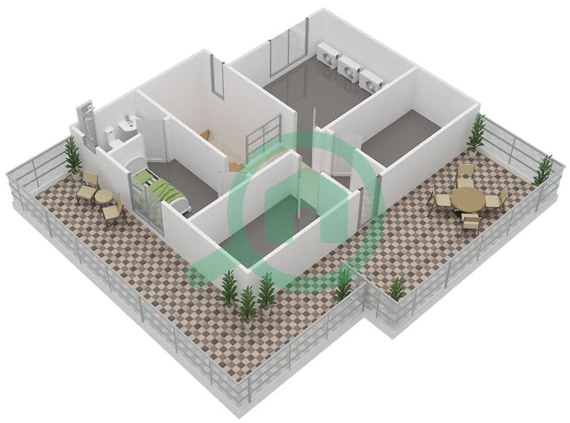 Mushrif Gardens - 3 Bedroom Villa Type C Floor plan Second Floor interactive3D