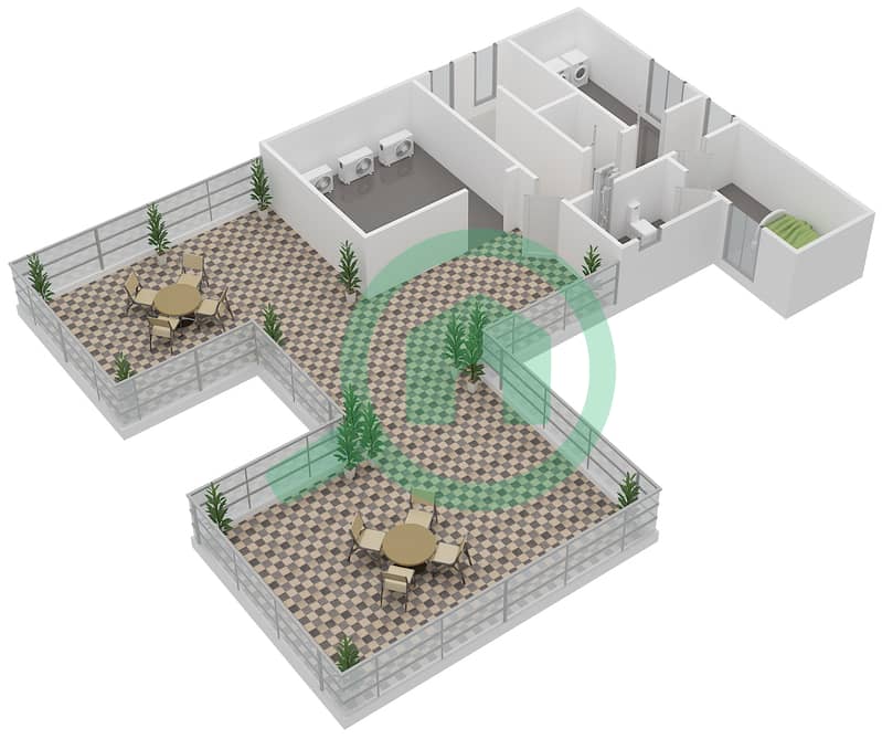 Mushrif Gardens - 4 Bedroom Villa Type D Floor plan Second Floor interactive3D