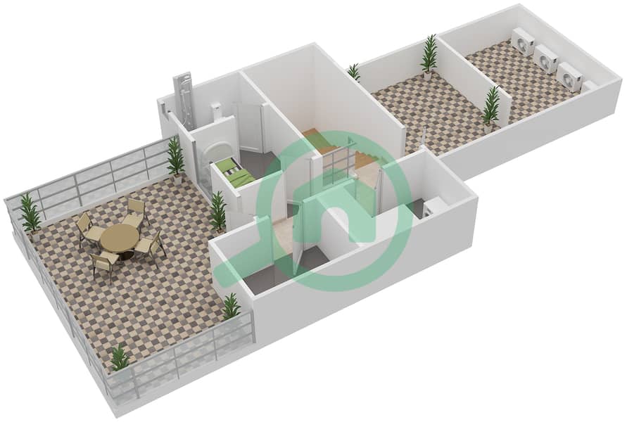 Mushrif Gardens - 5 Bedroom Villa Type E Floor plan Second Floor interactive3D