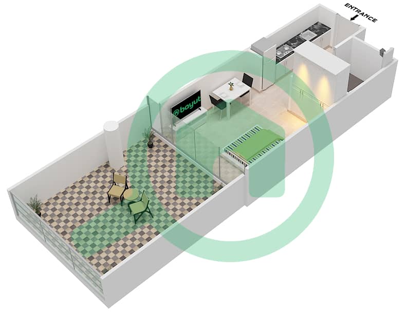 المخططات الطابقية لتصميم الوحدة 4 FLOOR 2 شقة استوديو - غولف بانوراما A Floor 2 interactive3D