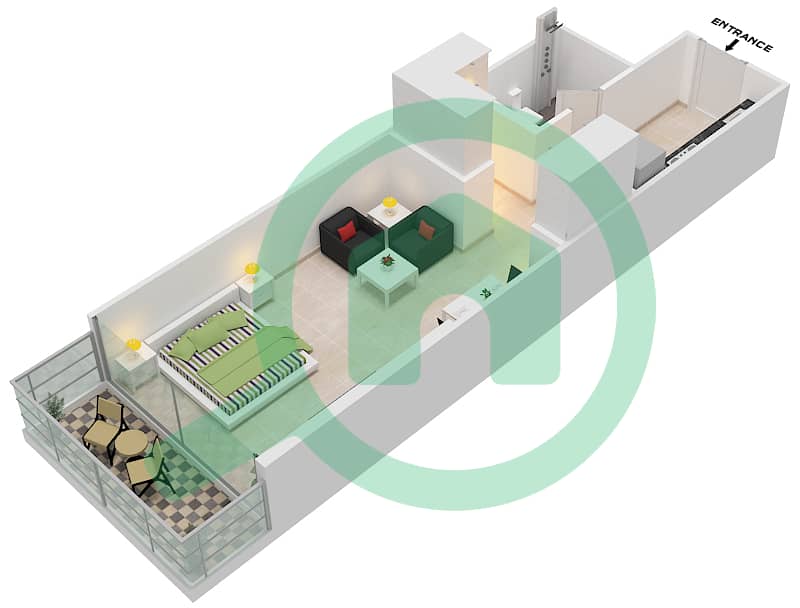 المخططات الطابقية لتصميم الوحدة 8 FLOOR 2 شقة استوديو - غولف بانوراما A Floor 2 interactive3D
