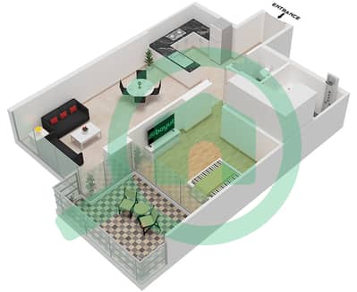 المخططات الطابقية لتصميم الوحدة 9 FLOOR 2 شقة 1 غرفة نوم - غولف بانوراما A