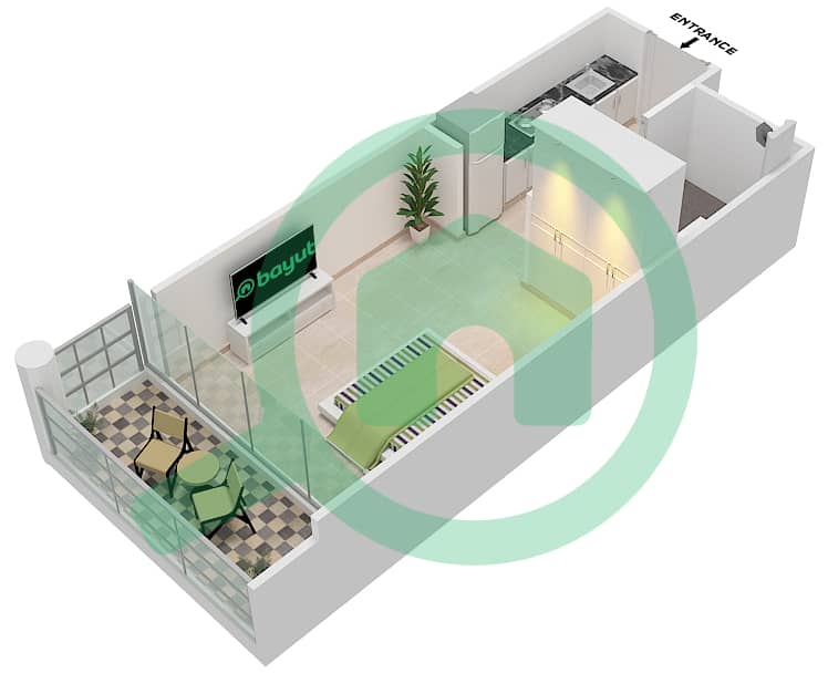 المخططات الطابقية لتصميم الوحدة 4 FLOOR 3-5 شقة استوديو - غولف بانوراما A Floor 3-5 interactive3D
