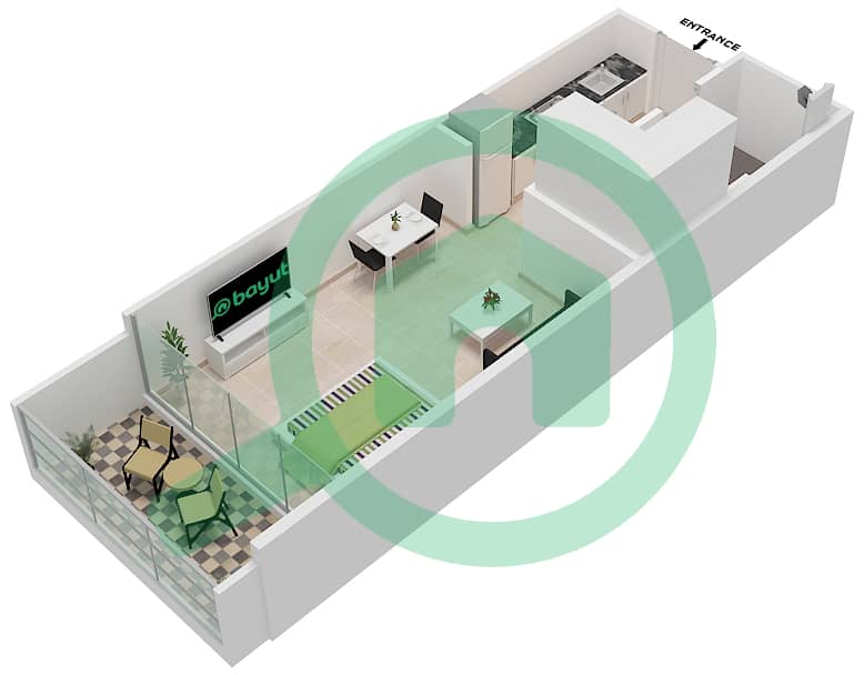 المخططات الطابقية لتصميم الوحدة 5 FLOOR 3-5 شقة استوديو - غولف بانوراما A Floor 3-5 interactive3D