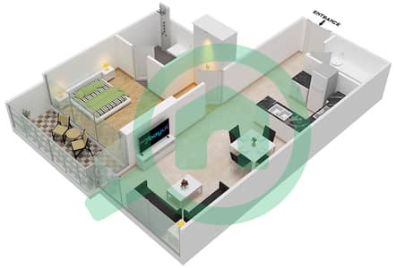 المخططات الطابقية لتصميم الوحدة 7 FLOOR 3-4 شقة 1 غرفة نوم - غولف بانوراما A