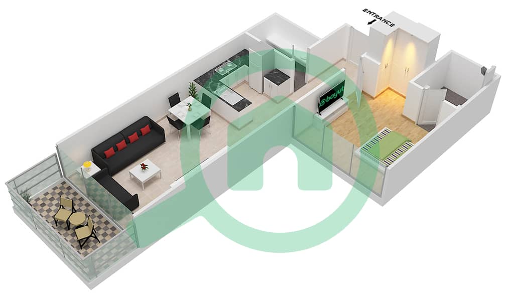 Гольф Панорама А - Апартамент 1 Спальня планировка Единица измерения 8 FLOOR 3-4 Floor 3-4 interactive3D