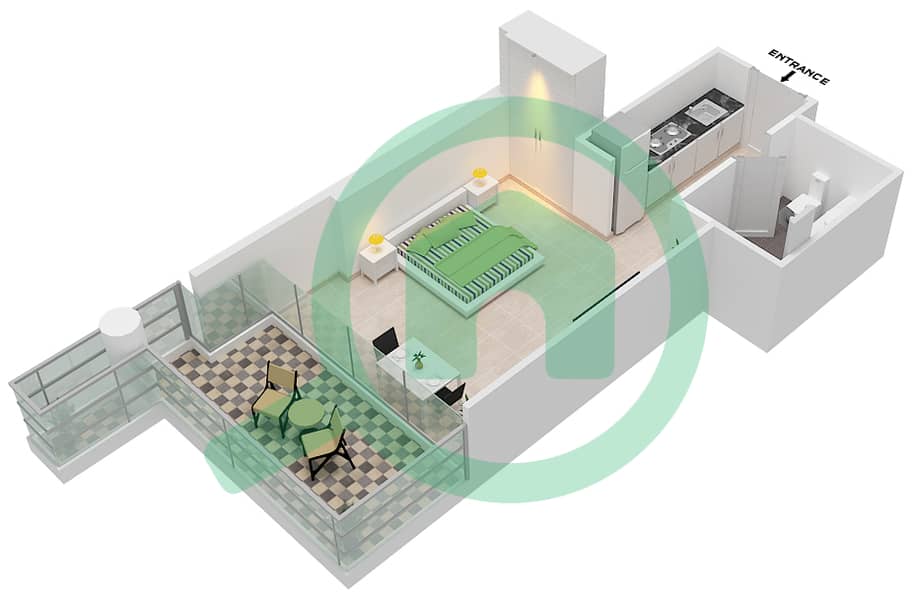 المخططات الطابقية لتصميم الوحدة 12 FLOOR 3-4 شقة استوديو - غولف بانوراما A Floor 3-4 interactive3D