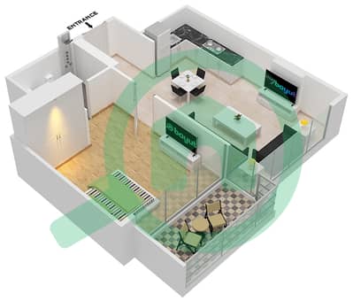 المخططات الطابقية لتصميم الوحدة 1A FLOOR 5 شقة 1 غرفة نوم - غولف بانوراما A