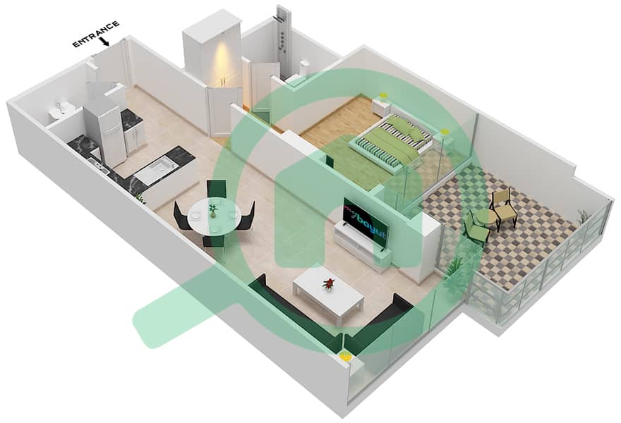المخططات الطابقية لتصميم الوحدة 8 FLOOR 6-7 شقة 1 غرفة نوم - غولف بانوراما A Floor 6-7 interactive3D