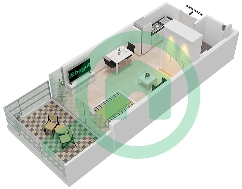 المخططات الطابقية لتصميم الوحدة 3 FLOOR 7 شقة استوديو - غولف بانوراما A Floor 7 interactive3D