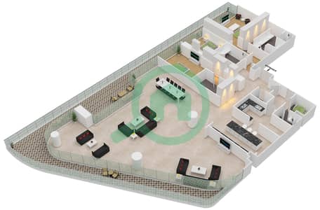 المخططات الطابقية لتصميم الوحدة 2-101 شقة 3 غرف نوم - قصر 2