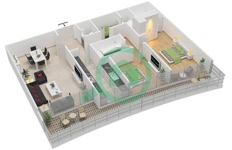 Beach Tower B - 2 Bed Apartments Type 6 Floor plan