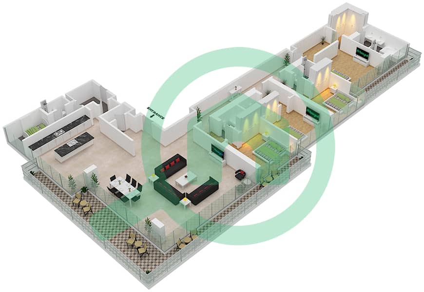 Building 16 - 4 Bedroom Apartment Type/unit B/506 Floor plan Floor 5 interactive3D