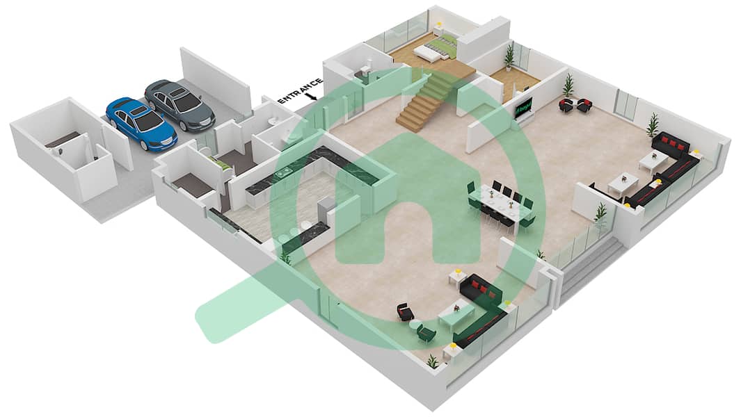 Фэрвэйс - Вилла 5 Cпальни планировка Тип A Ground Floor interactive3D