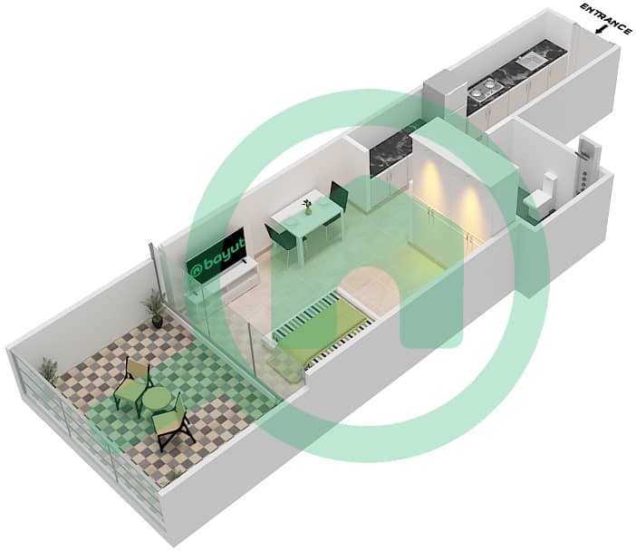 المخططات الطابقية لتصميم الوحدة 6 FLOOR 2 شقة استوديو - غولف بانوراما A Floor 2 interactive3D