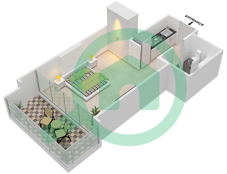 المخططات الطابقية لتصميم الوحدة 11 FLOOR 2 شقة استوديو - غولف بانوراما A Floor 2 interactive3D
