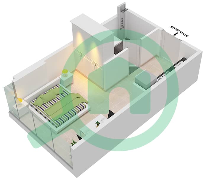 المخططات الطابقية لتصميم الوحدة 2B FLOOR 3 شقة استوديو - غولف بانوراما A Floor 3 interactive3D