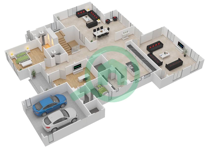 المخططات الطابقية لتصميم النموذج AZALEA فیلا 5 غرف نوم - بحيرات سيينا Ground Floor interactive3D