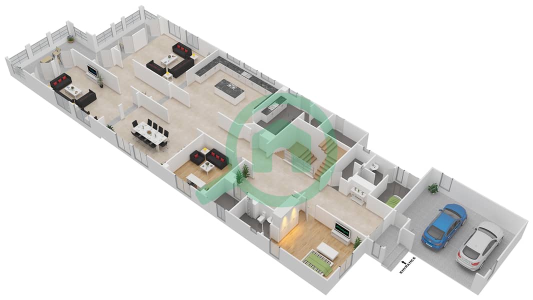 المخططات الطابقية لتصميم النموذج FRONTIER فیلا 5 غرف نوم - بحيرات سيينا Ground Floor interactive3D
