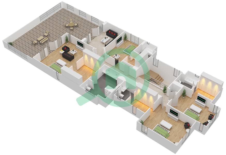 Сиенна Лейкс - Вилла 5 Cпальни планировка Тип FRONTIER First Floor interactive3D