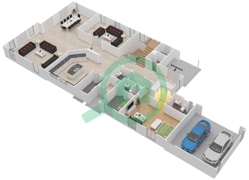 المخططات الطابقية لتصميم النموذج MIRABELLA فیلا 5 غرف نوم - بحيرات سيينا Ground Floor interactive3D
