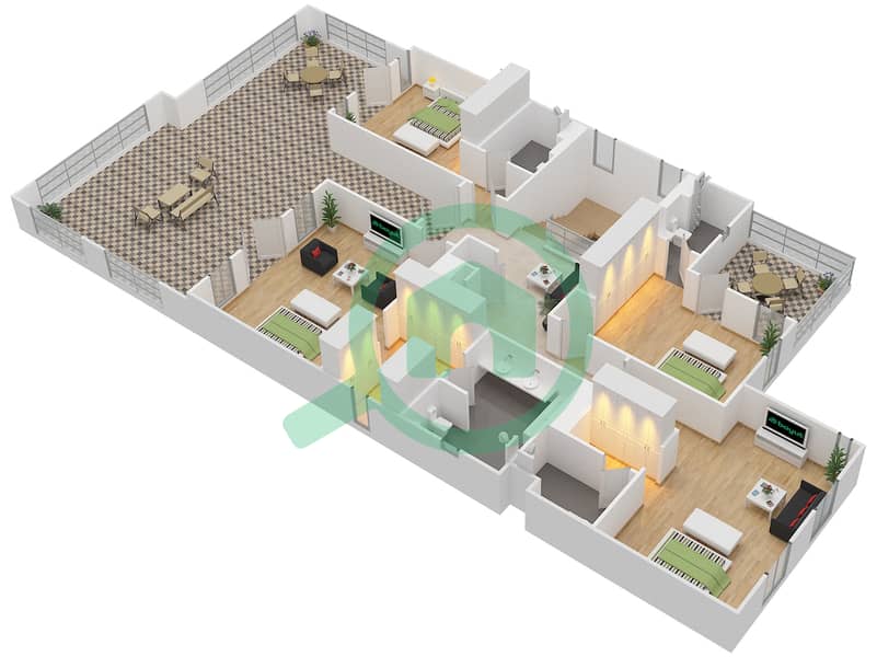 المخططات الطابقية لتصميم النموذج MIRABELLA فیلا 5 غرف نوم - بحيرات سيينا First Floor interactive3D