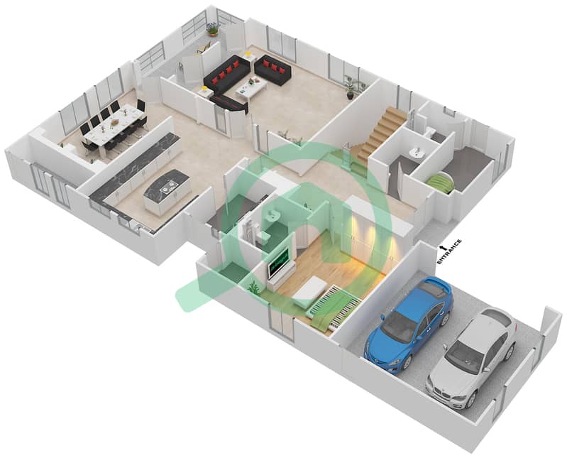 Sienna Lakes - 4 Bedroom Villa Type ROYAL Floor plan Ground Floor interactive3D