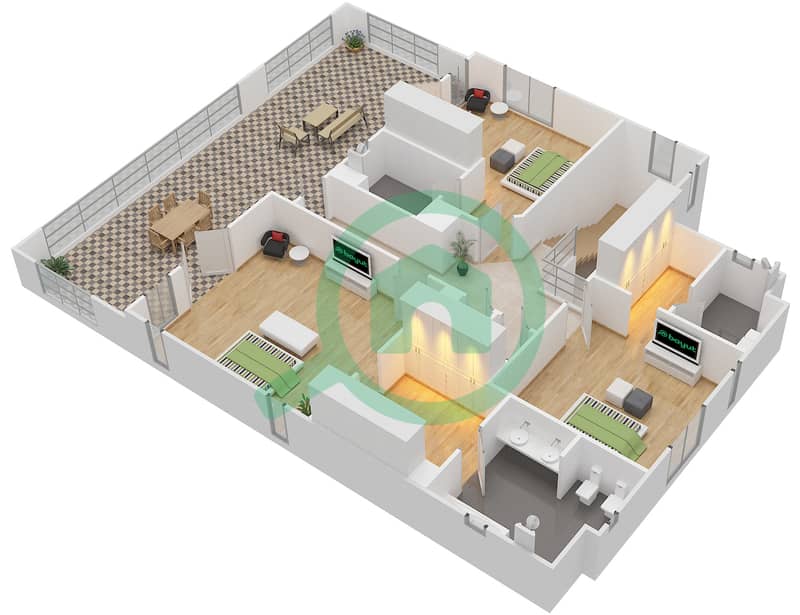 المخططات الطابقية لتصميم النموذج ROYAL فیلا 4 غرف نوم - بحيرات سيينا First Floor interactive3D