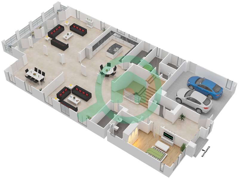 المخططات الطابقية لتصميم النموذج VERONA فیلا 5 غرف نوم - بحيرات سيينا Ground Floor interactive3D