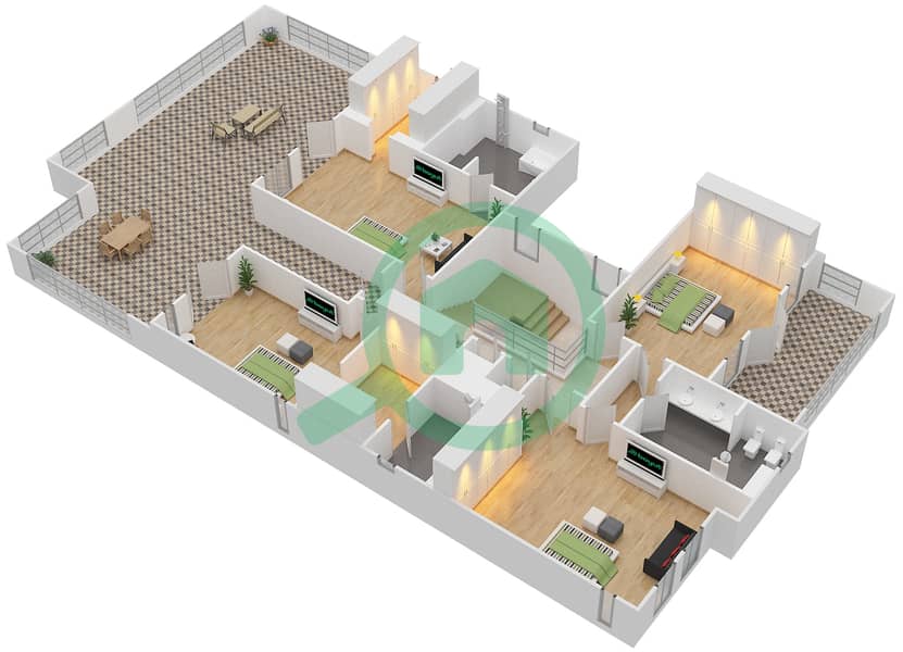 Сиенна Лейкс - Вилла 5 Cпальни планировка Тип VERONA First Floor interactive3D