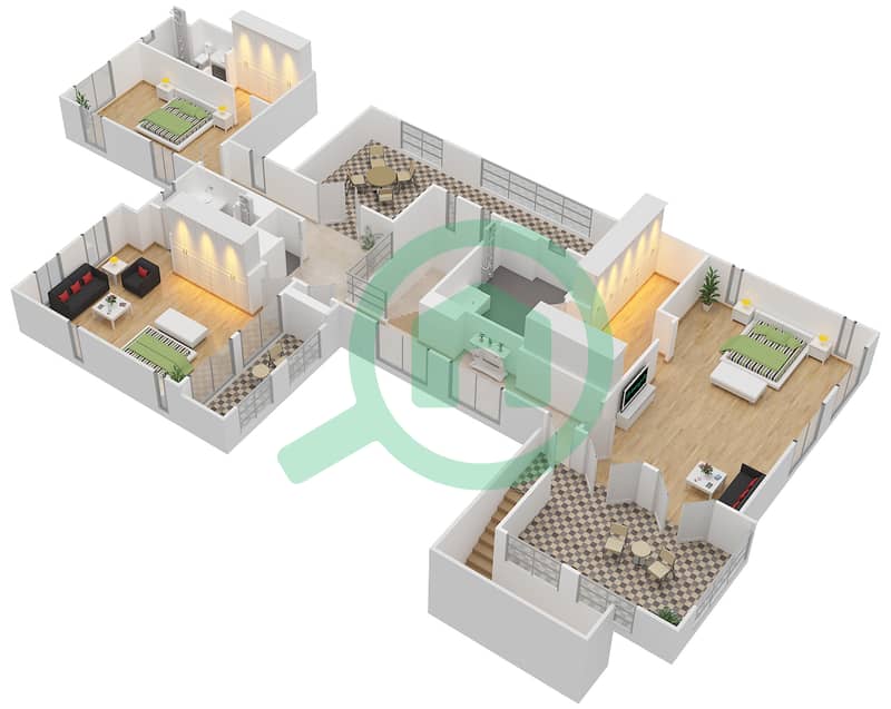 المخططات الطابقية لتصميم النموذج VISTA فیلا 4 غرف نوم - بحيرات سيينا First Floor interactive3D