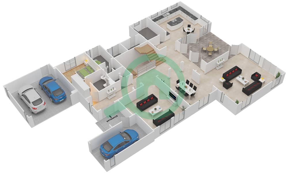 المخططات الطابقية لتصميم النموذج VALENCIA فیلا 6 غرف نوم - بحيرات سيينا Ground Floor interactive3D