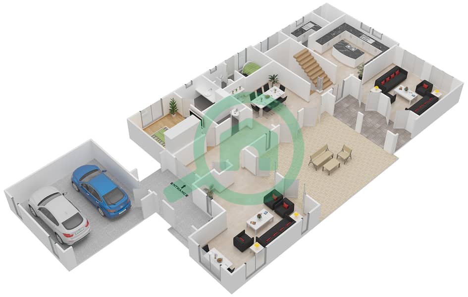 锡耶纳湖社区 - 5 卧室别墅类型SONOMA A戶型图 Ground Floor interactive3D