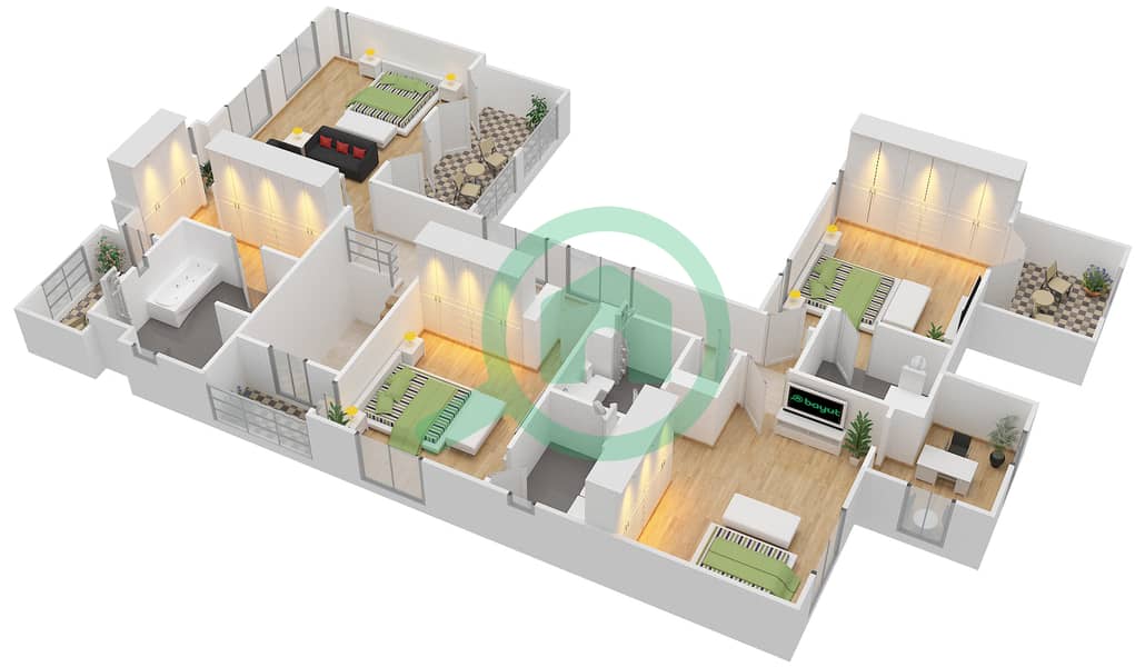 المخططات الطابقية لتصميم النموذج SONOMA A فیلا 5 غرف نوم - بحيرات سيينا First Floor interactive3D