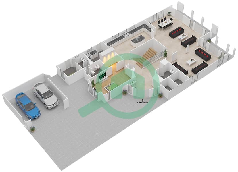 المخططات الطابقية لتصميم النموذج SERENA 1 فیلا 5 غرف نوم - بحيرات سيينا Ground Floor interactive3D