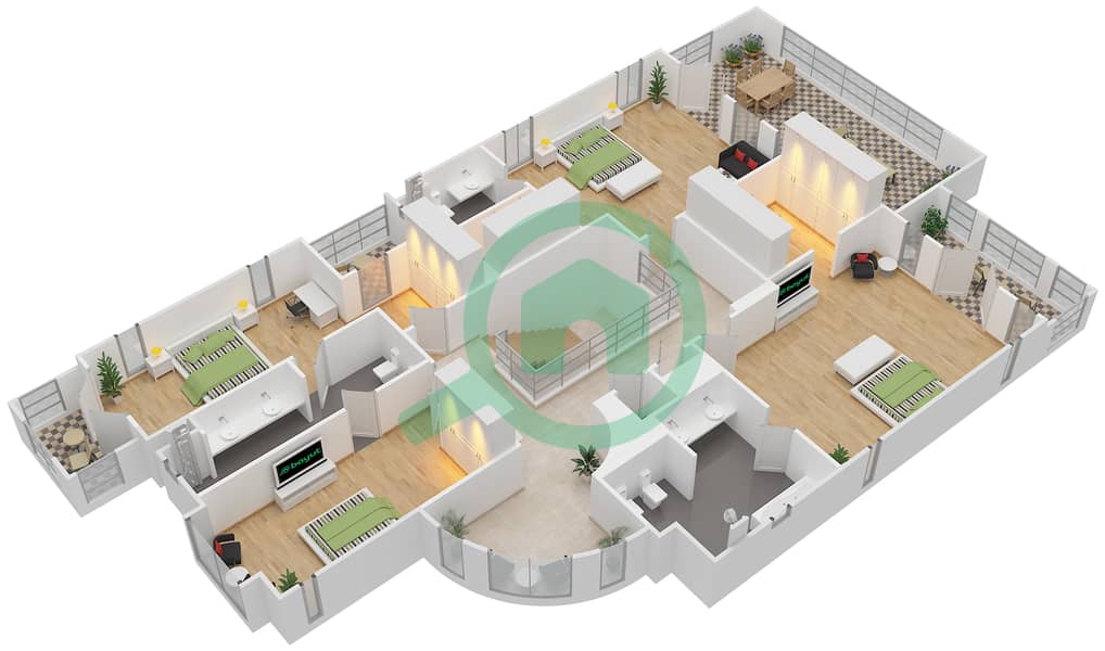 المخططات الطابقية لتصميم النموذج SERENA 1 فیلا 5 غرف نوم - بحيرات سيينا First Floor interactive3D