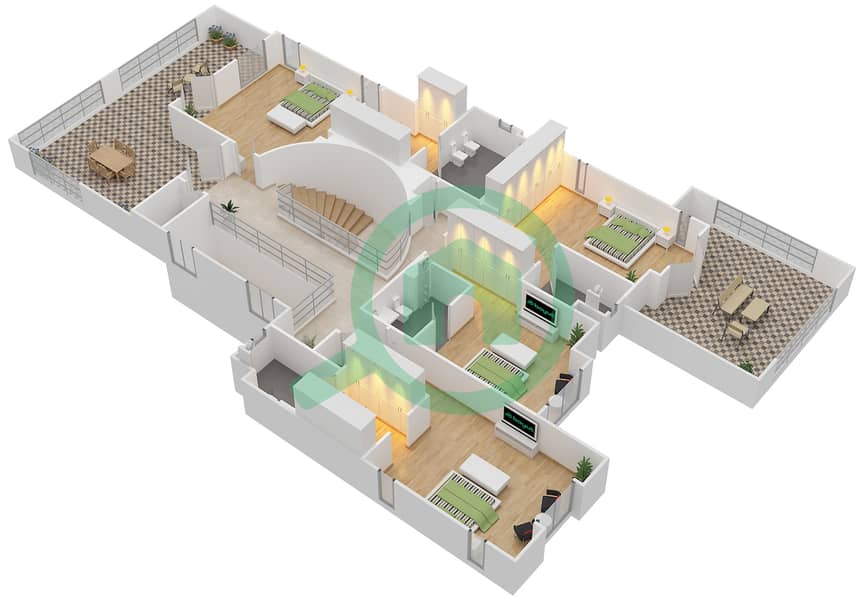 锡耶纳湖社区 - 5 卧室别墅类型SIENA戶型图 First Floor interactive3D