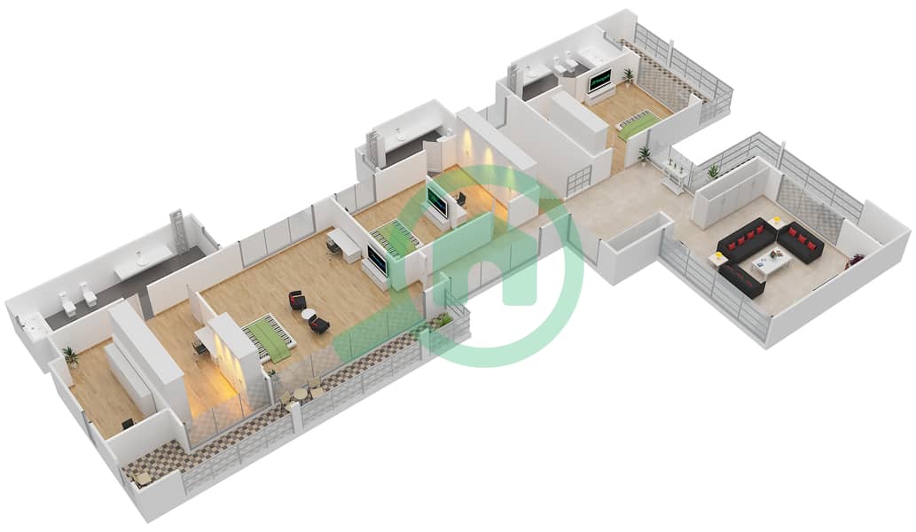 Sobha Hartland Estates - 4 Bedroom Villa Type 4A Floor plan First Floor interactive3D