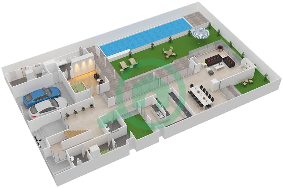 哈特兰别墅区 - 4 卧室别墅类型4F戶型图 Ground Floor interactive3D