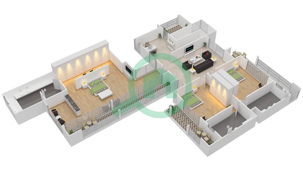 哈特兰别墅区 - 4 卧室别墅类型4F戶型图 First Floor interactive3D