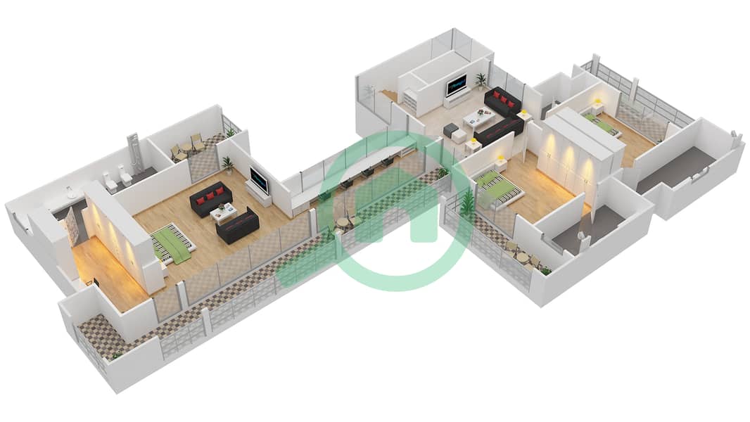 哈特兰别墅区 - 4 卧室别墅类型4H戶型图 First Floor interactive3D