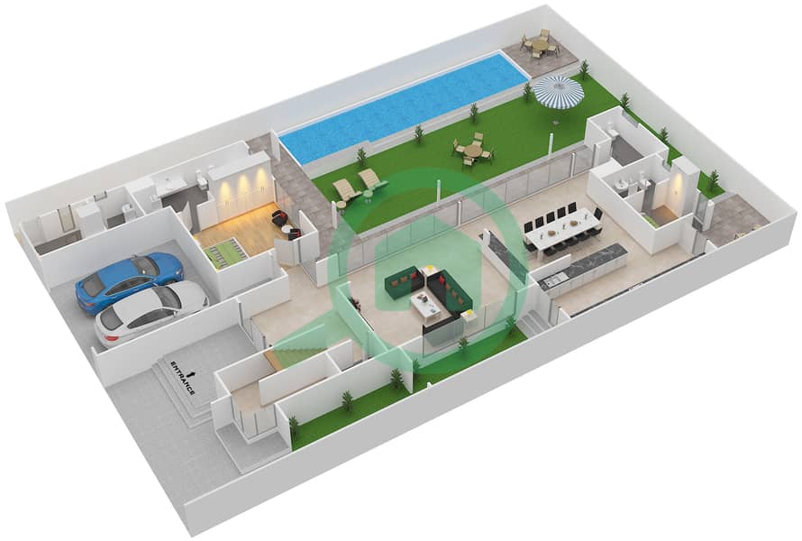 哈特兰别墅区 - 4 卧室别墅类型4H戶型图 Ground Floor interactive3D
