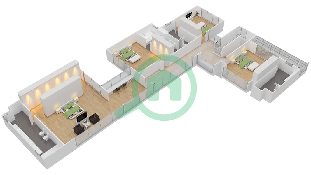哈特兰别墅区 - 4 卧室别墅类型4C戶型图 First Floor interactive3D