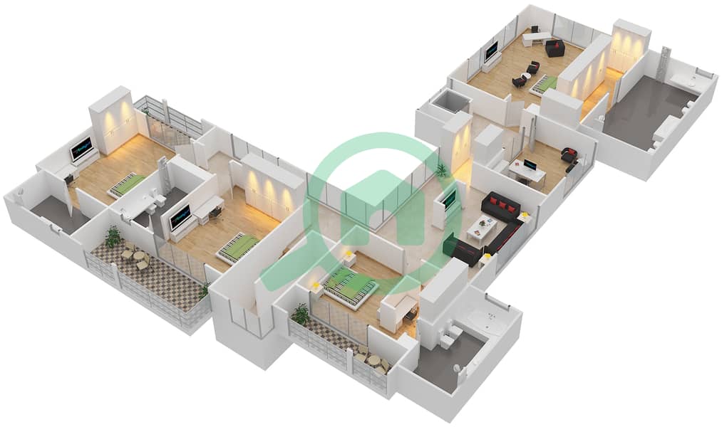 Sobha Hartland Estates - 5 Bedroom Villa Type 5C Floor plan First Floor interactive3D